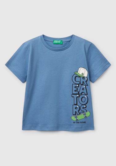  Erkek Çocuk Havacı Mavi Grafik Baskılı T-Shirt