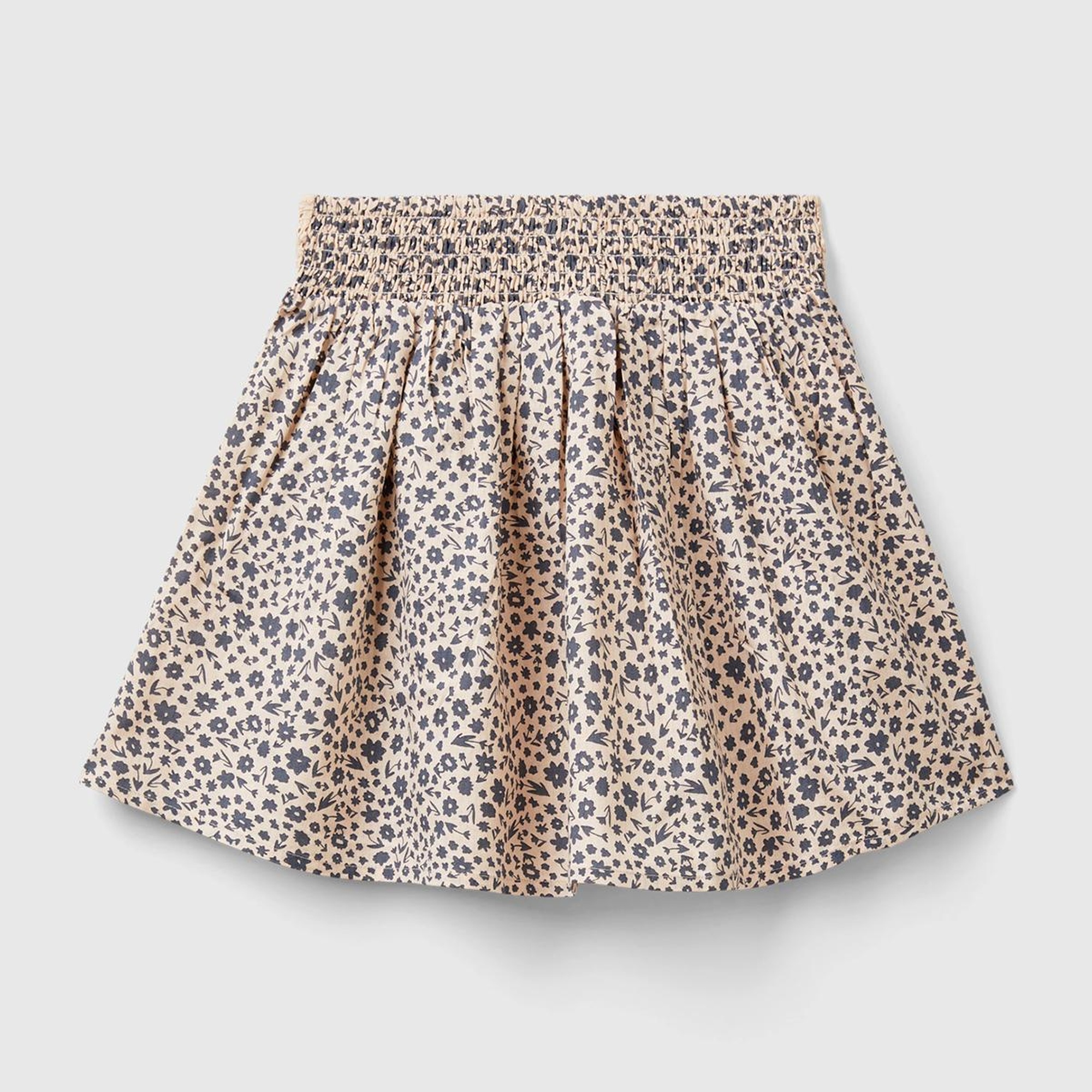 Kız Çocuk Kahverengi Mix Esnek Belli Büzgü İpli Desenli Etek