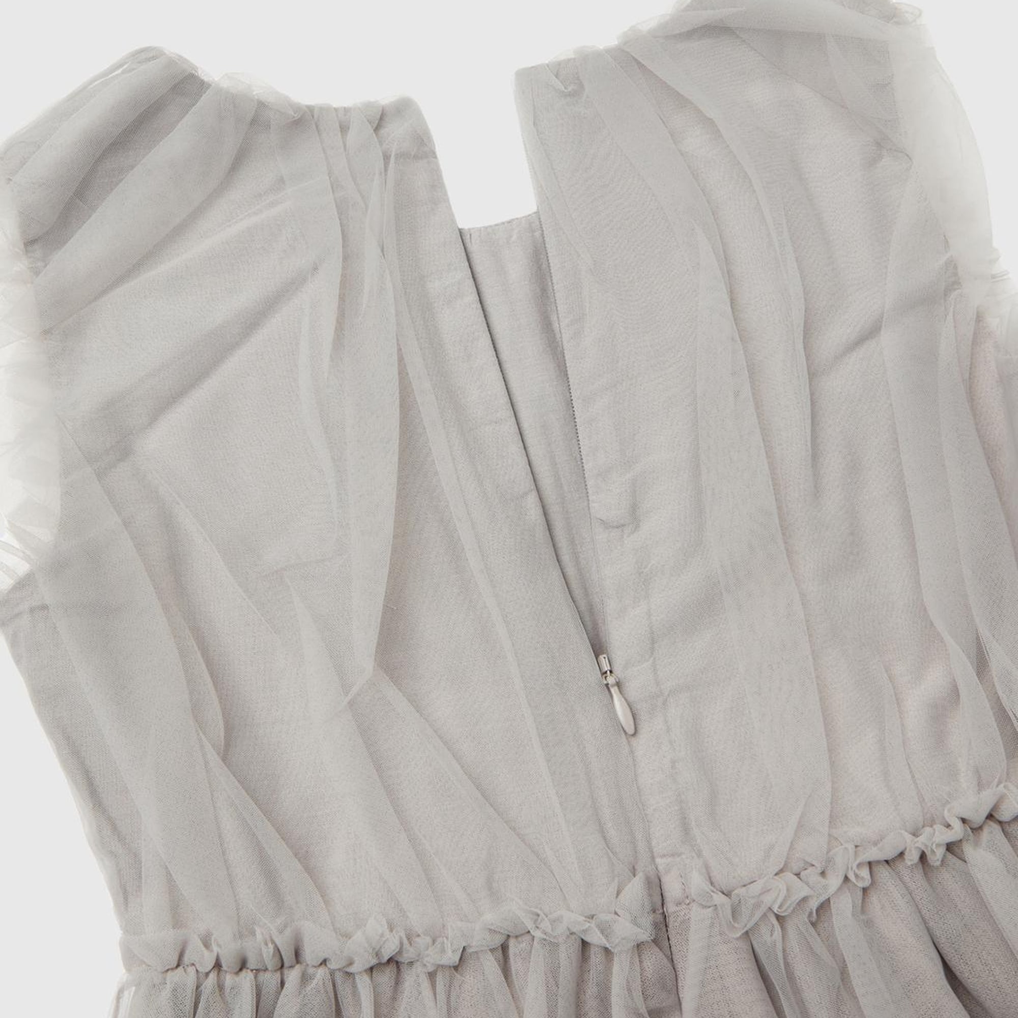 Kız Çocuk Füme İç Astarlı Kolsuz Tül Elbise