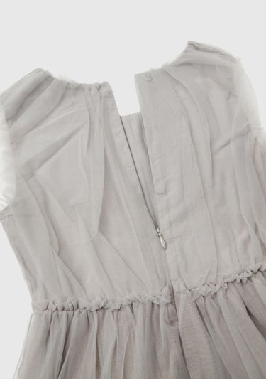  Kız Çocuk Füme İç Astarlı Kolsuz Tül Elbise