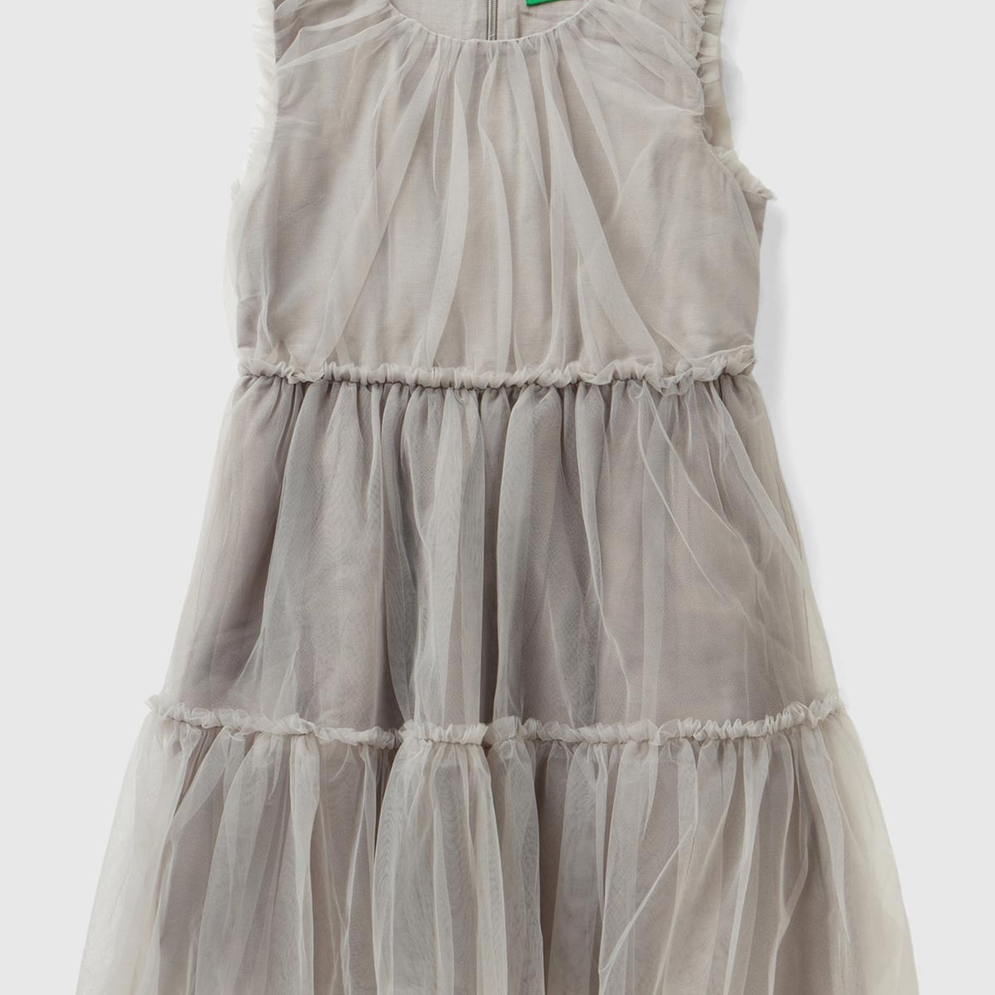 Kız Çocuk Füme İç Astarlı Kolsuz Tül Elbise