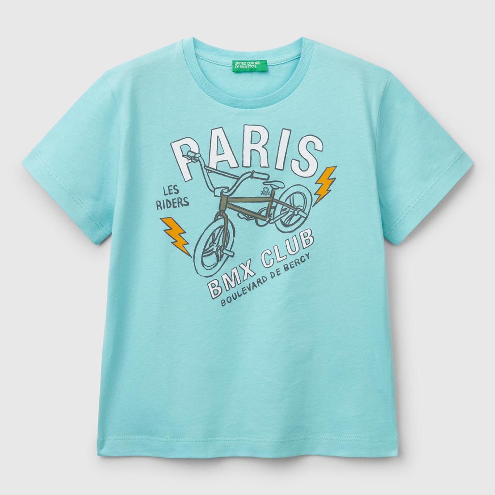 Erkek Çocuk Su Yeşili Grafik Baskılı T-Shirt