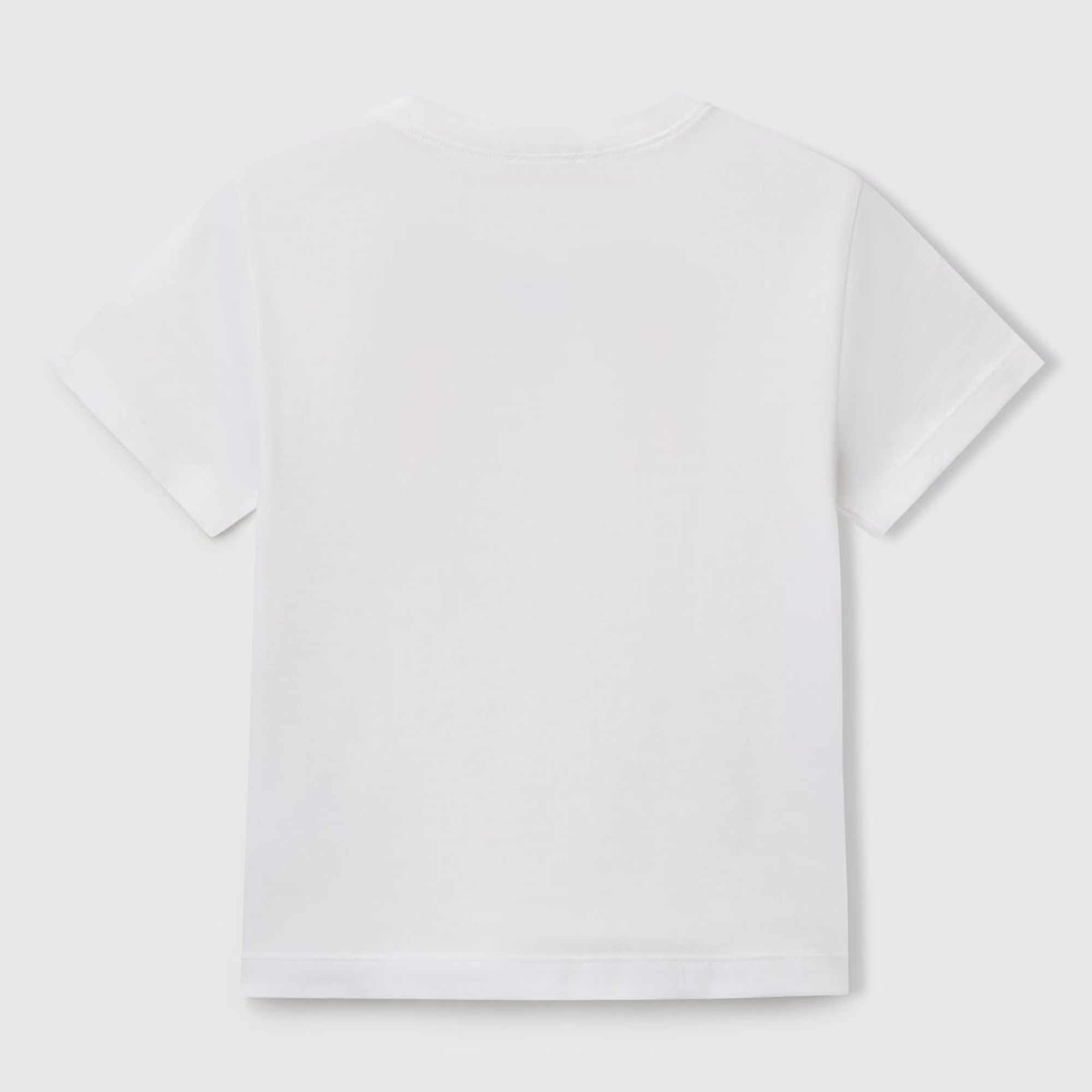 Erkek Çocuk Beyaz Benetton Logo Baskılı T-Shirt