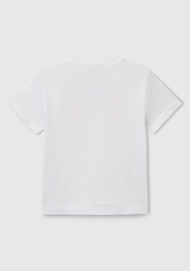  Erkek Çocuk Beyaz Benetton Logo Baskılı T-Shirt