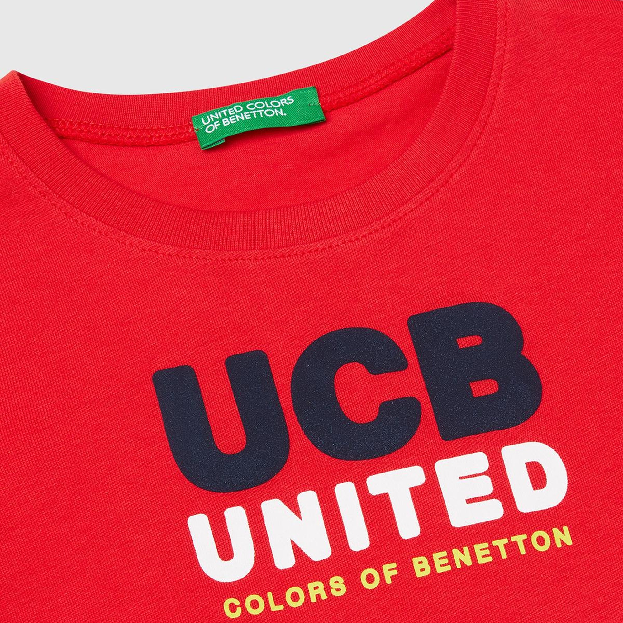 Erkek Çocuk Kırmızı Benetton Logo Baskılı T-Shirt