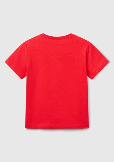  Erkek Çocuk Kırmızı Benetton Logo Baskılı T-Shirt