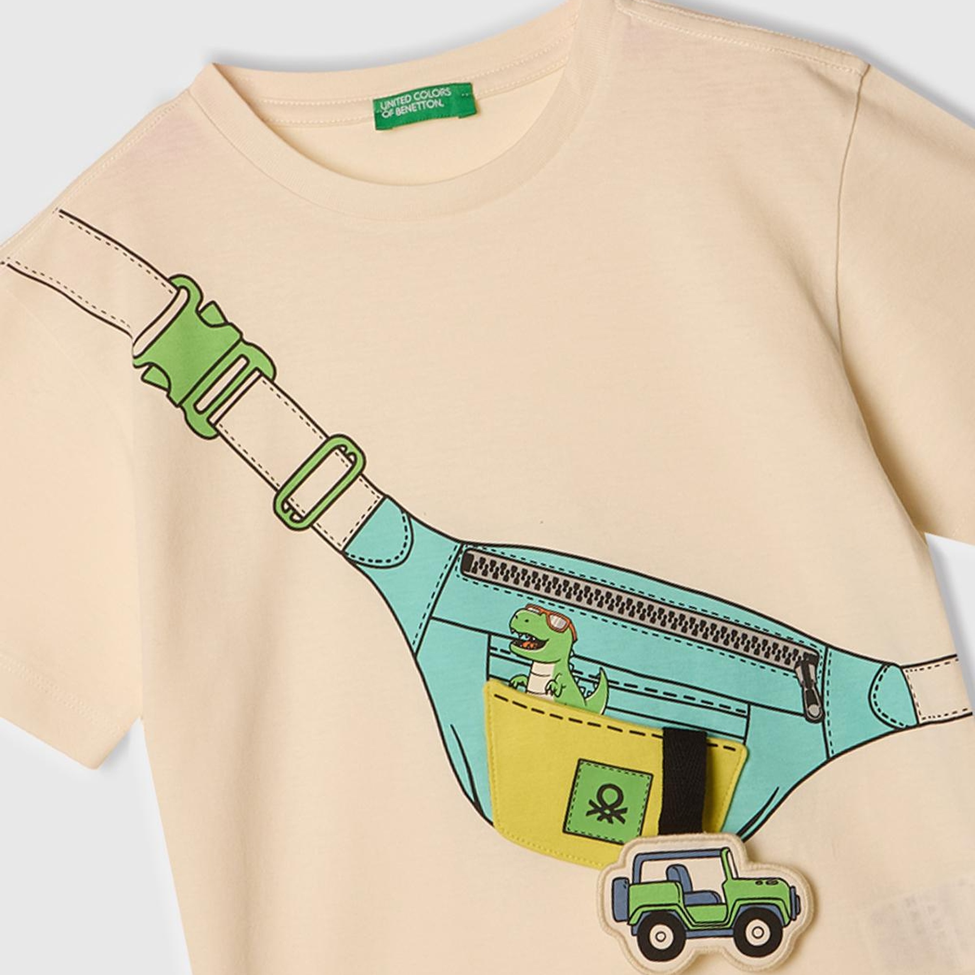 Erkek Çocuk Ekru 3D Baskılı T-Shirt