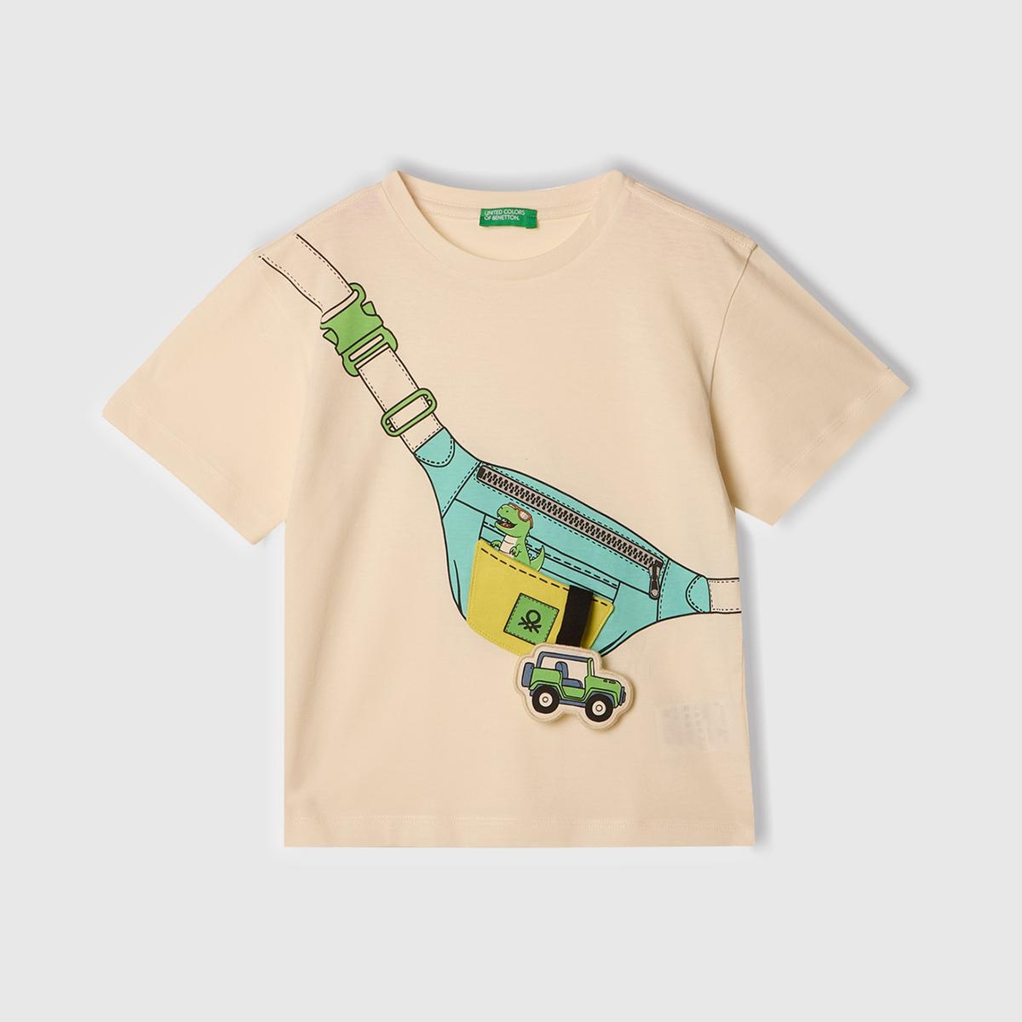 Erkek Çocuk Ekru 3D Baskılı T-Shirt