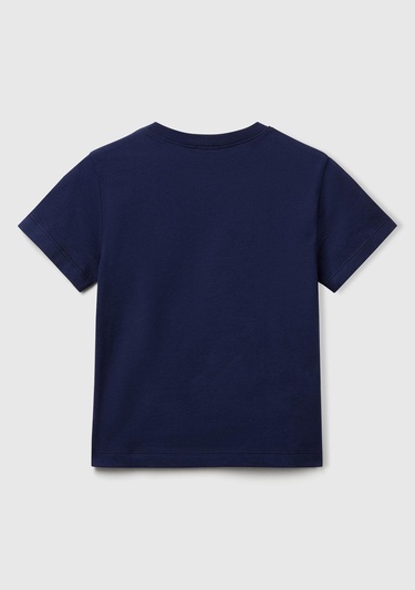  Erkek Çocuk Lacivert Benetton Logo Baskılı T-Shirt