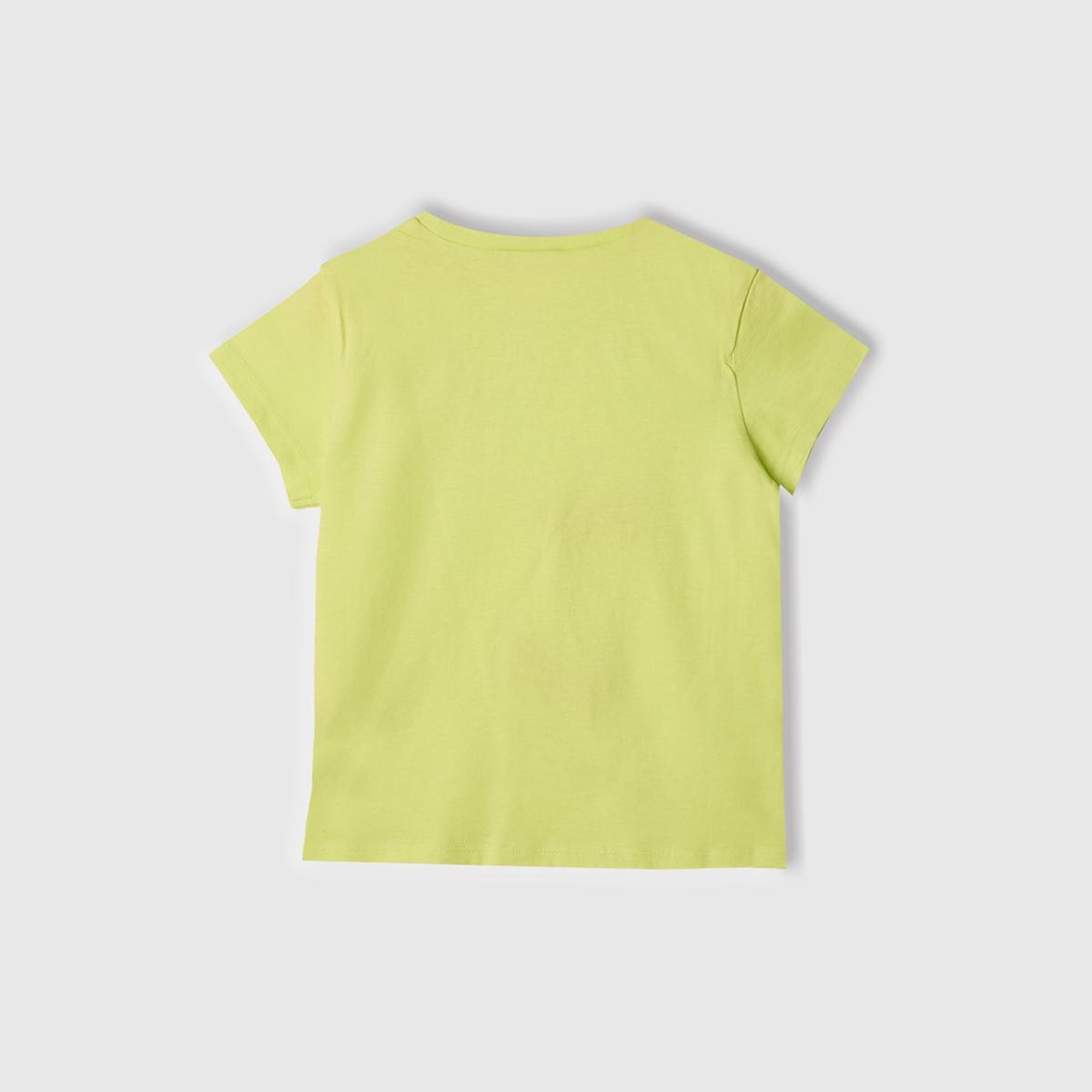 Kız Çocuk Sarı Nakışlı ve Baskılı T-Shirt