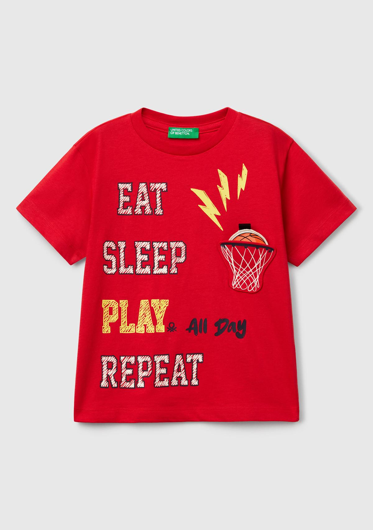  Erkek Çocuk Kırmızı 3D Baskılı T-Shirt