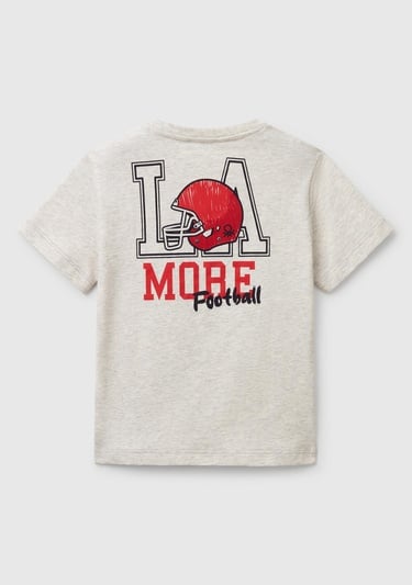  Erkek Çocuk Açık Gri Melanj Grafik Baskılı T-Shirt