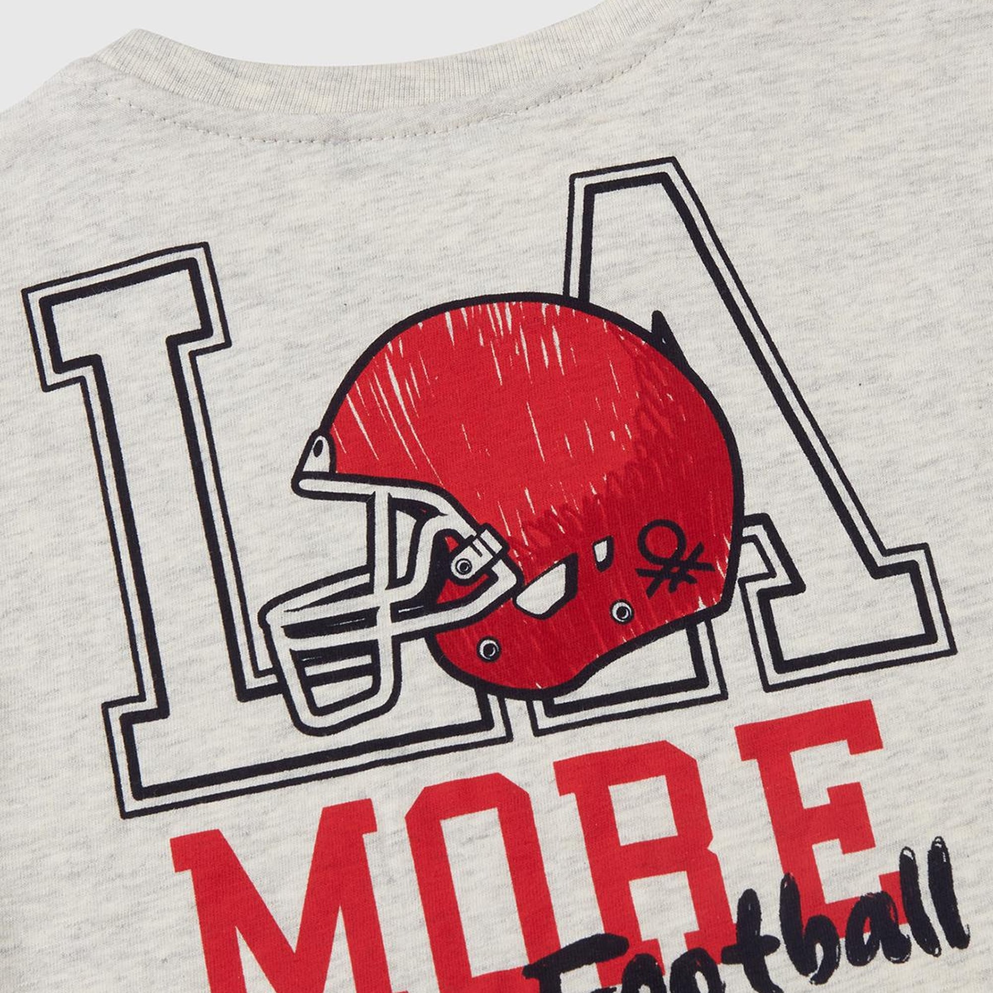 Erkek Çocuk Açık Gri Melanj Grafik Baskılı T-Shirt