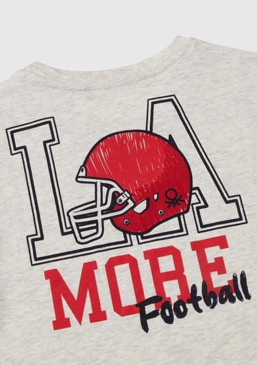  Erkek Çocuk Açık Gri Melanj Grafik Baskılı T-Shirt