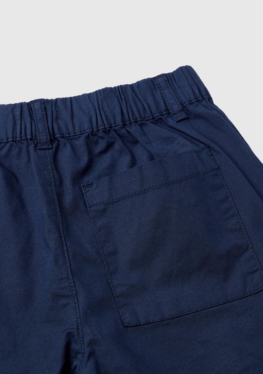  Erkek Çocuk Lacivert Yama Cepli Beli Büzgülü Paraşüt Pantolon