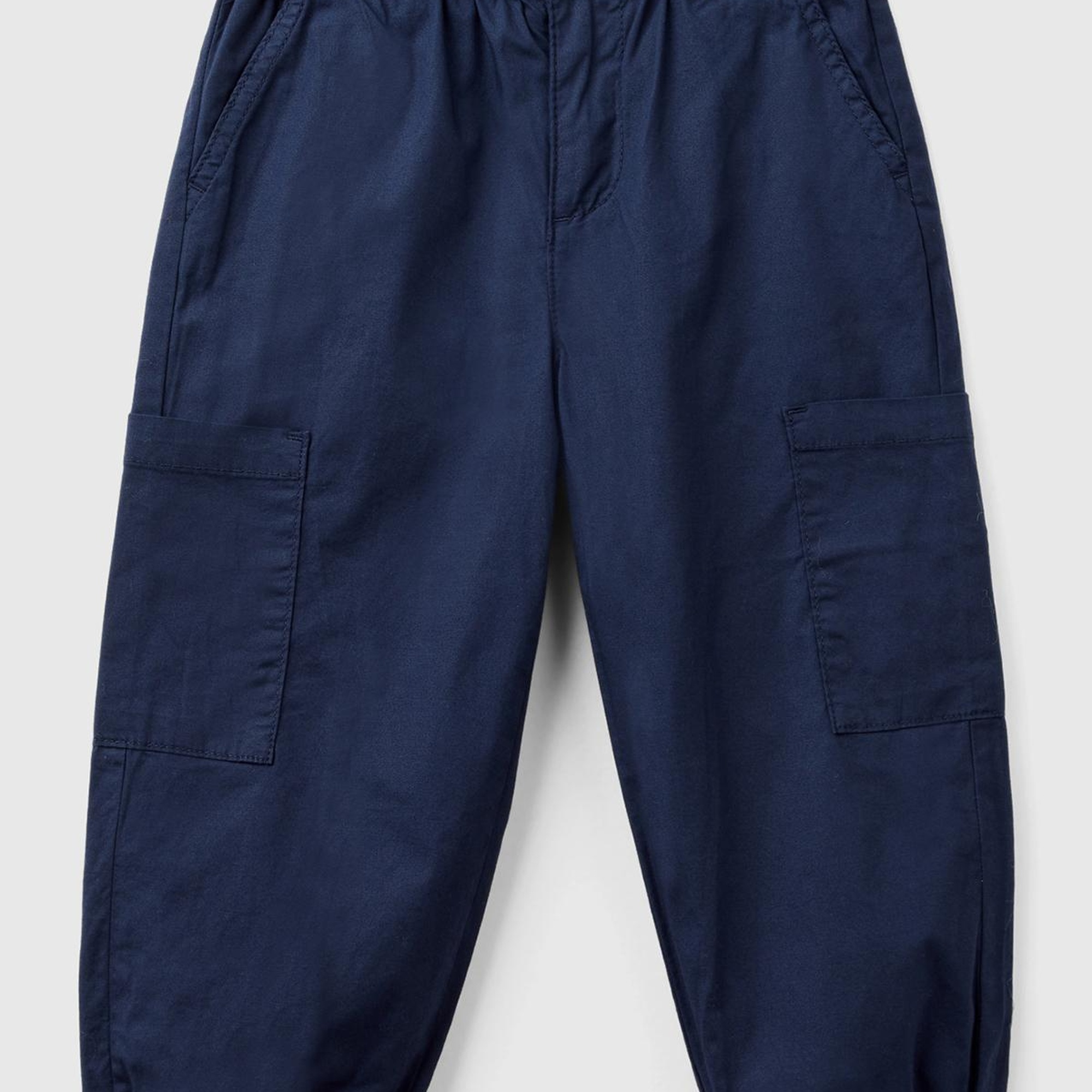 Erkek Çocuk Lacivert Yama Cepli Beli Büzgülü Paraşüt Pantolon