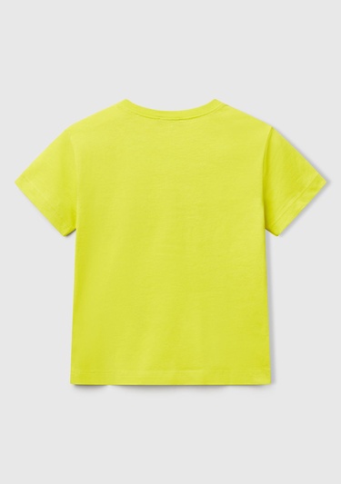  Erkek Çocuk Sarı Benetton Logo Baskılı T-Shirt