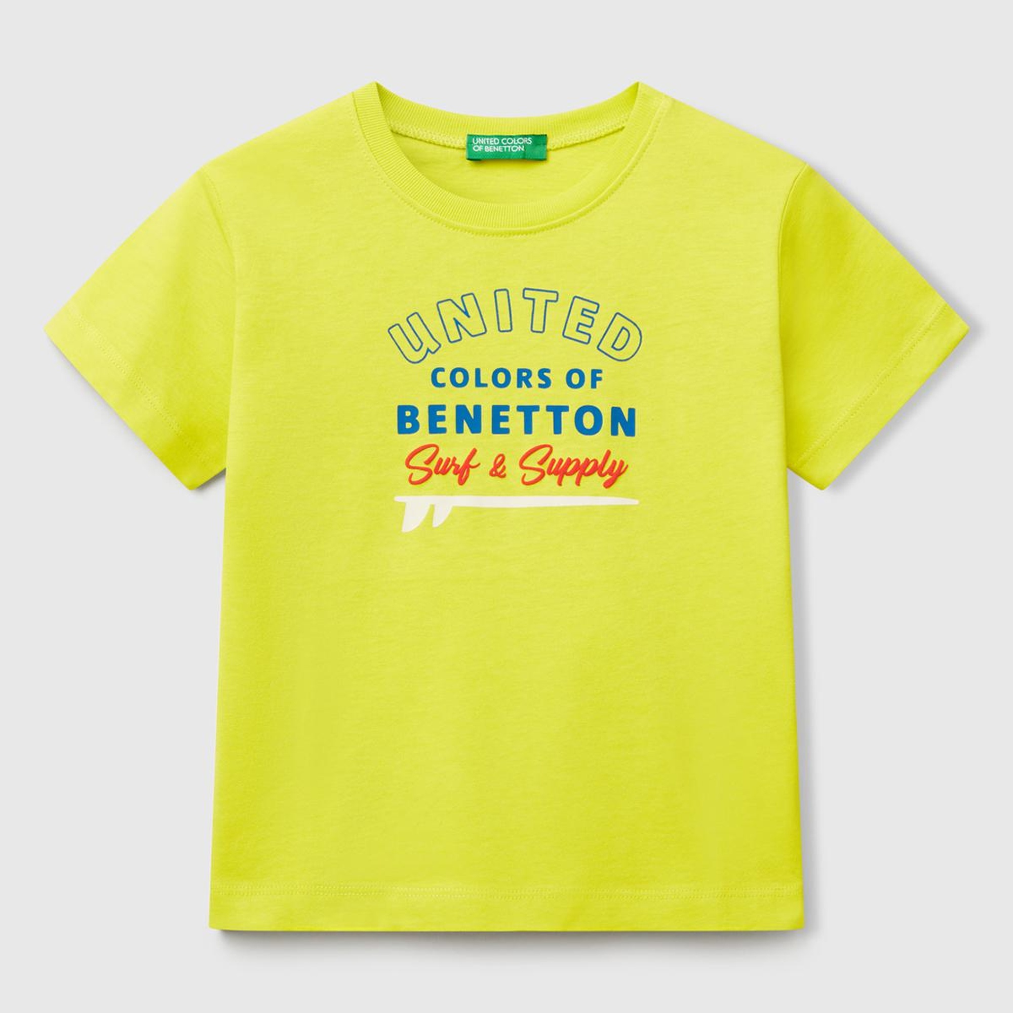 Erkek Çocuk Sarı Benetton Logo Baskılı T-Shirt