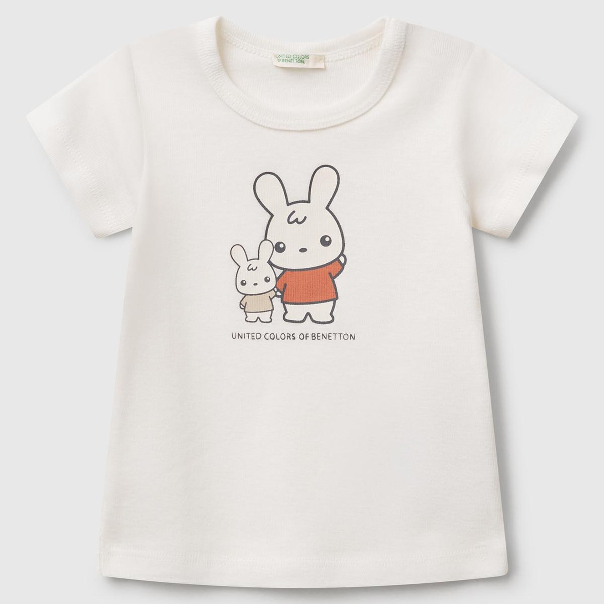 Bebek Beyaz Tavşan Baskılı T-Shirt