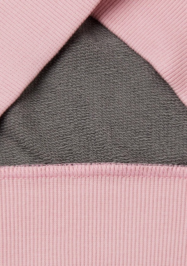  Kız Çocuk Pembe Mix Simli Benetton Logo Baskılı Bisiklet Yaka Sweatshirt