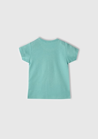  Bebek Turkuaz Tavşan Baskılı T-Shirt