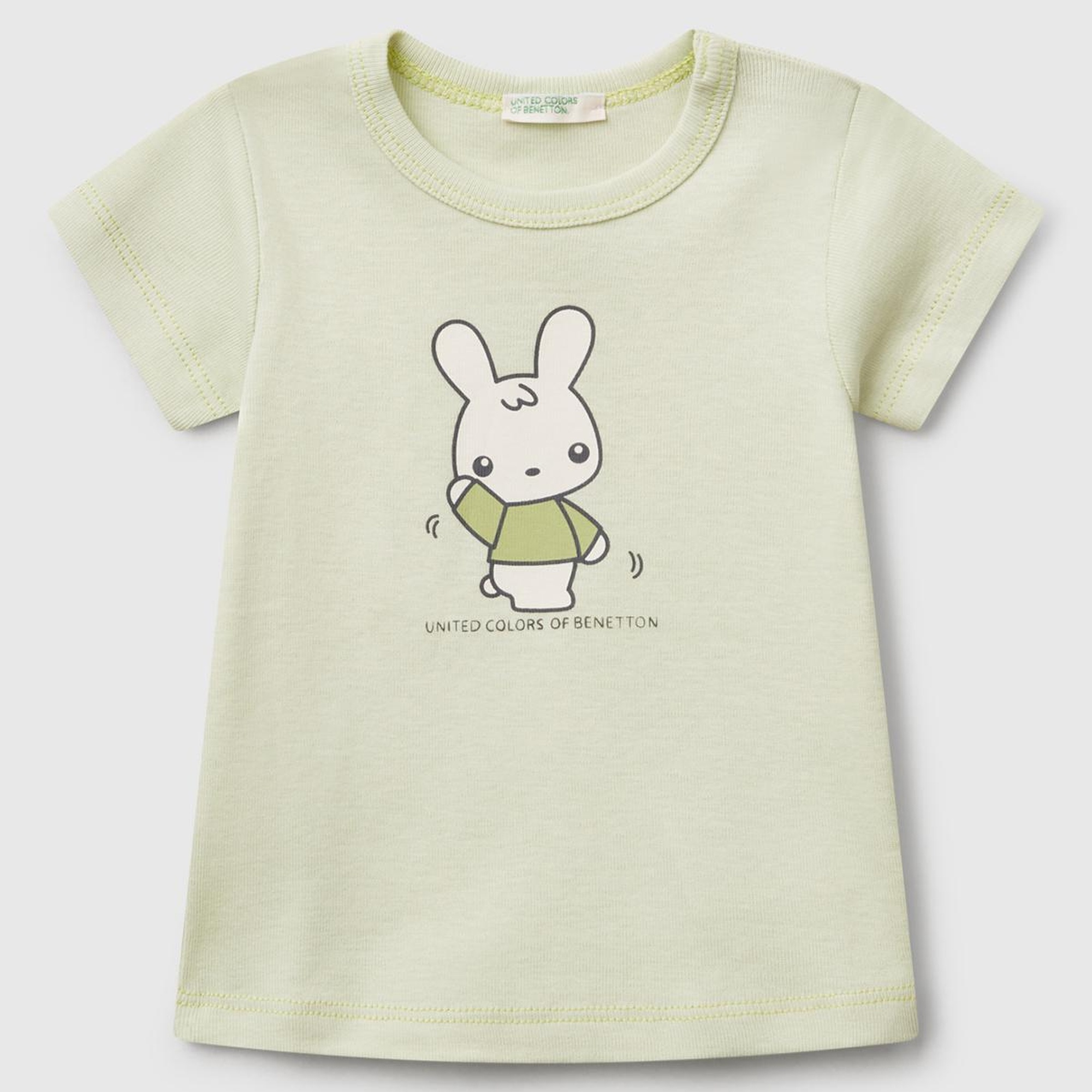 Bebek Su Yeşili Tavşan Baskılı T-Shirt