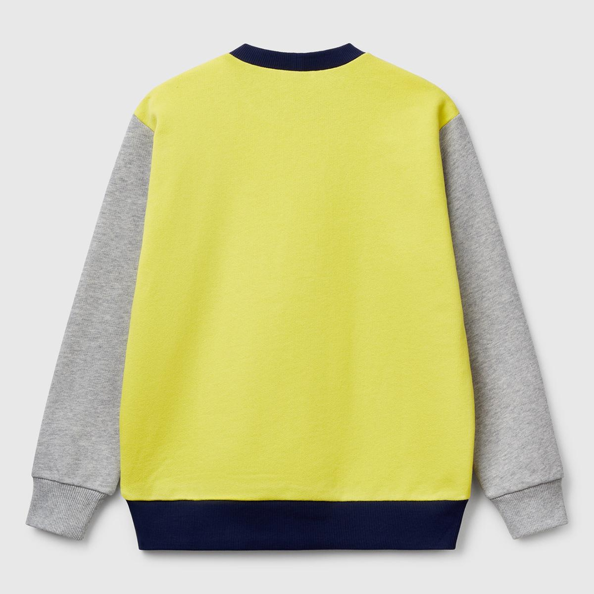 Erkek Çocuk Sarı Mix Benetton Logo Baskılı Bisiklet Yaka Sweatshirt