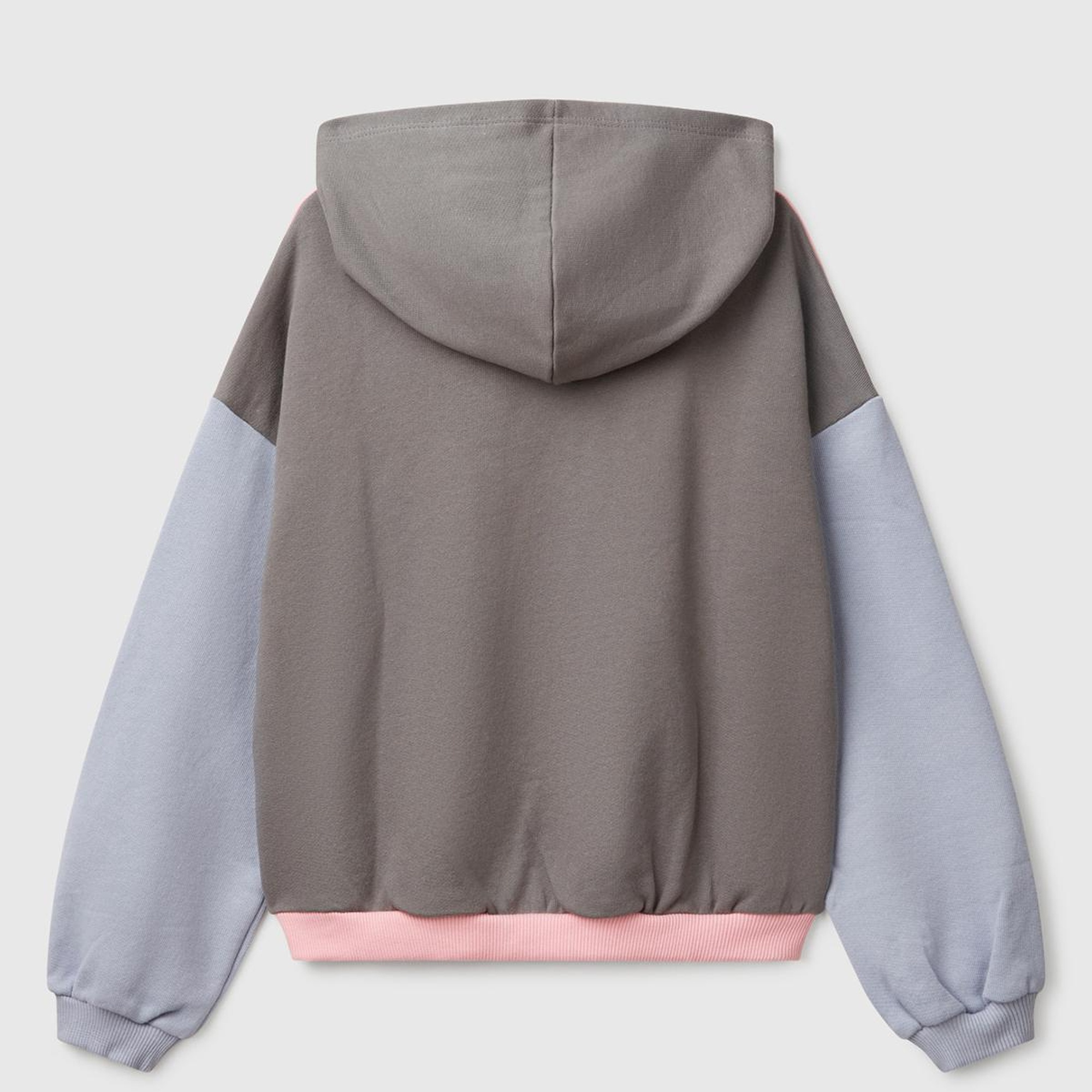 Kız Çocuk Pembe Mix Benetton Logo Baskılı Kapüşonlu Sweatshirt