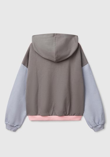  Kız Çocuk Pembe Mix Benetton Logo Baskılı Kapüşonlu Sweatshirt