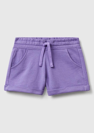  Kız Çocuk Mor Logolu Sweat Şort