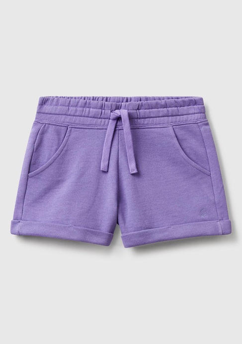  Kız Çocuk Mor Logolu Sweat Şort