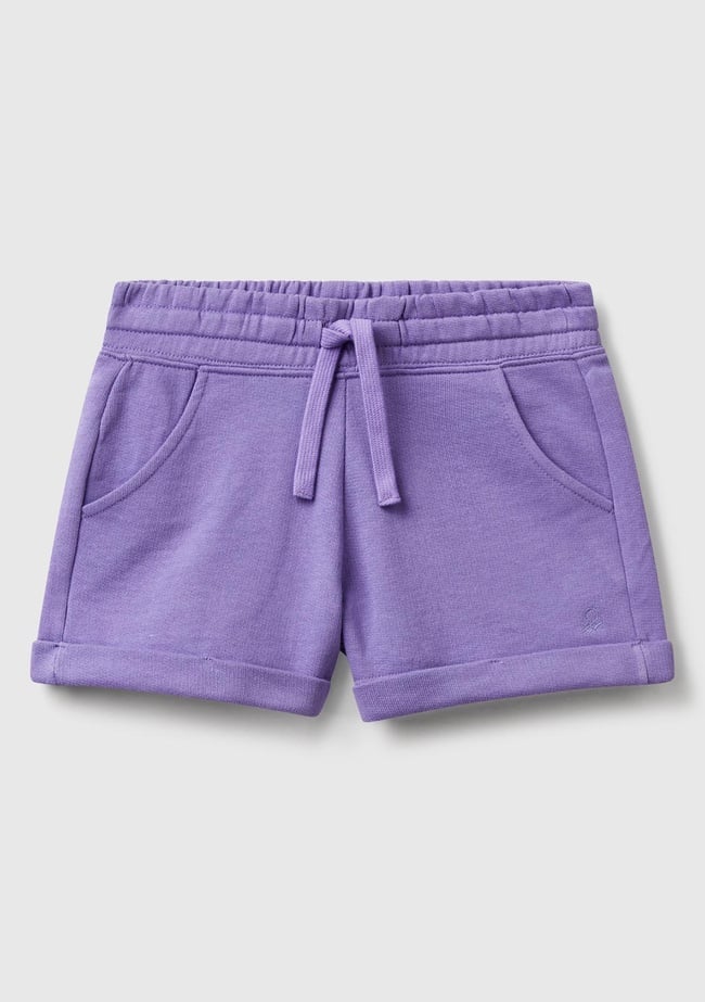  Kız Çocuk Mor Logolu Sweat Şort
