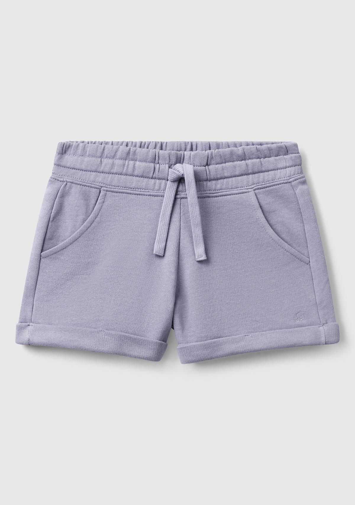  Kız Çocuk Lila Logolu Sweat Şort