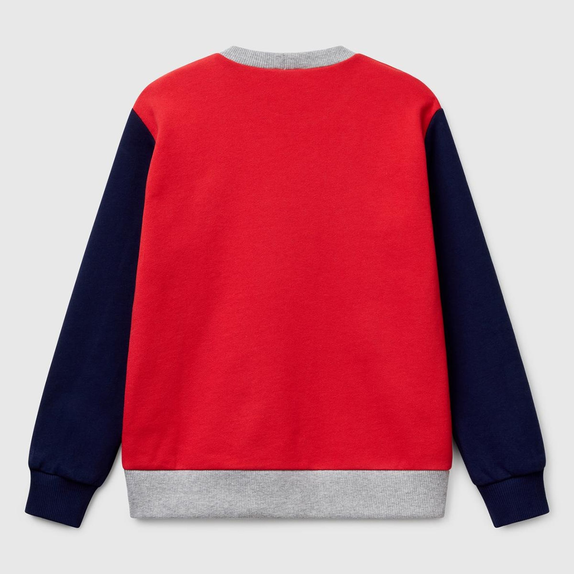 Erkek Çocuk Kırmızı Mix Benetton Logo Baskılı Bisiklet Yaka Sweatshirt