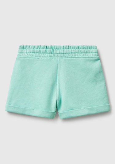  Kız Çocuk Su Yeşili Logolu Sweat Şort