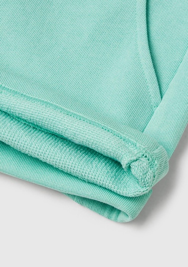  Kız Çocuk Su Yeşili Logolu Sweat Şort