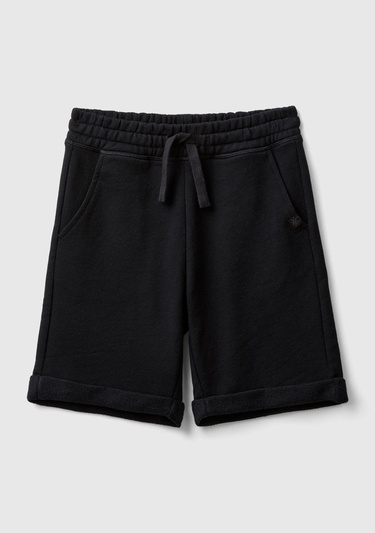 Erkek Çocuk Siyah Logolu Sweat Şort