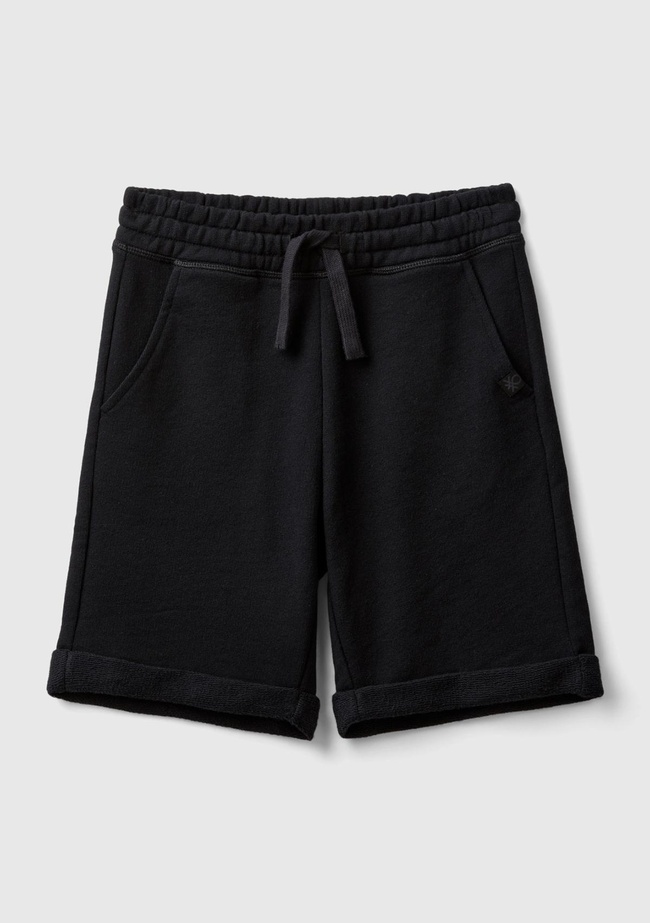  Erkek Çocuk Siyah Logolu Sweat Şort
