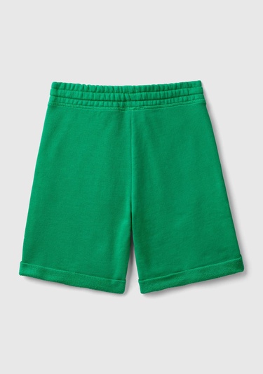  Erkek Çocuk Yeşil Logolu Sweat Şort