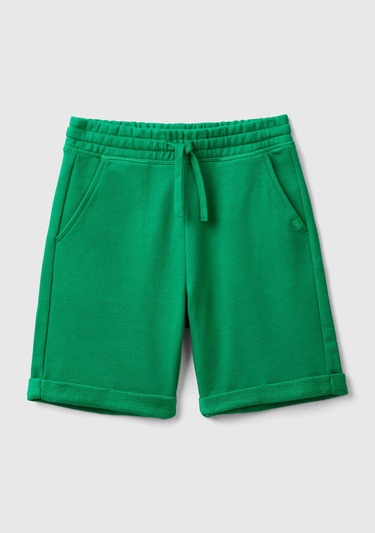  Erkek Çocuk Yeşil Logolu Sweat Şort