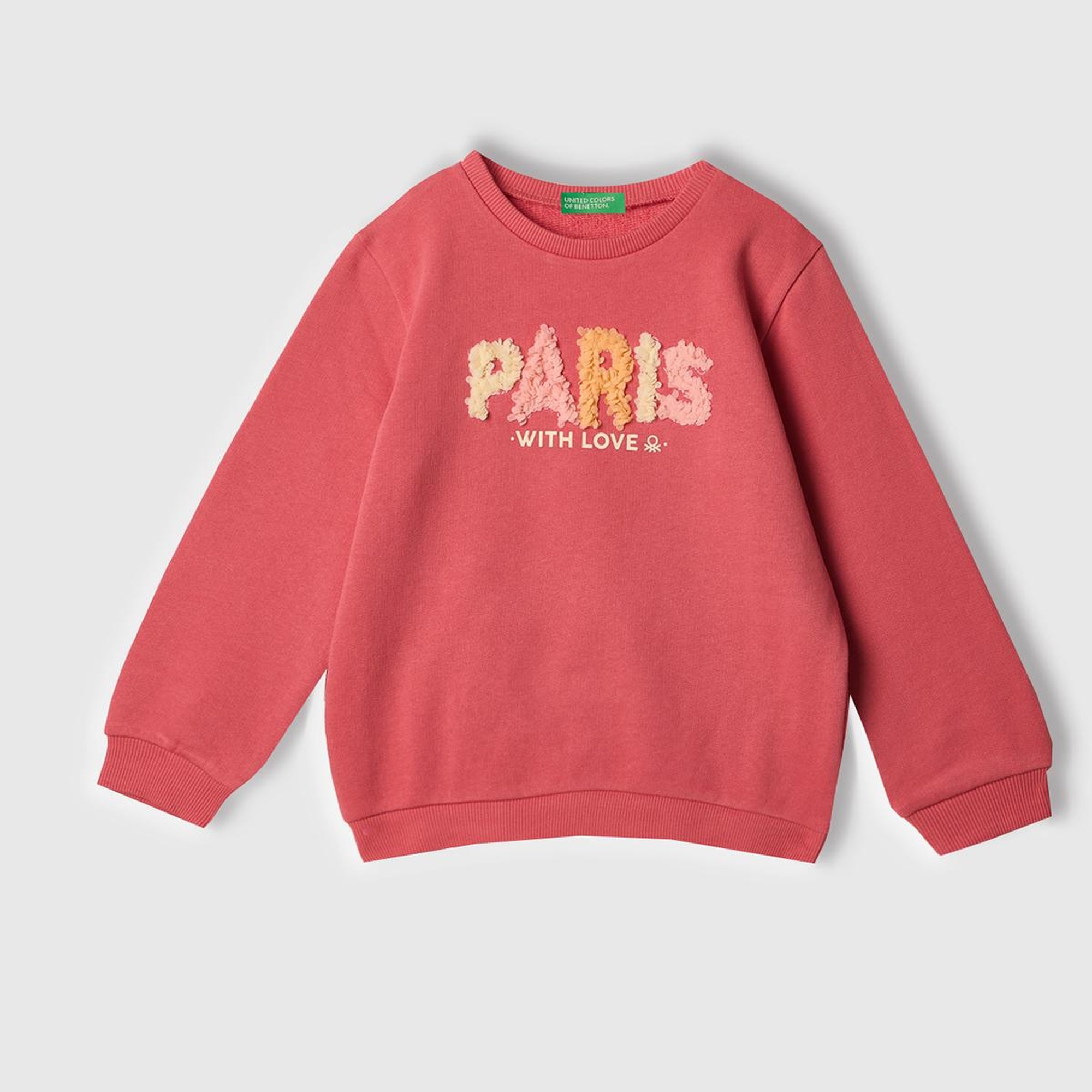 Kız Çocuk Fuşya Grafik Baskılı Ribanalı Bisiklet Yaka Sweatshirt