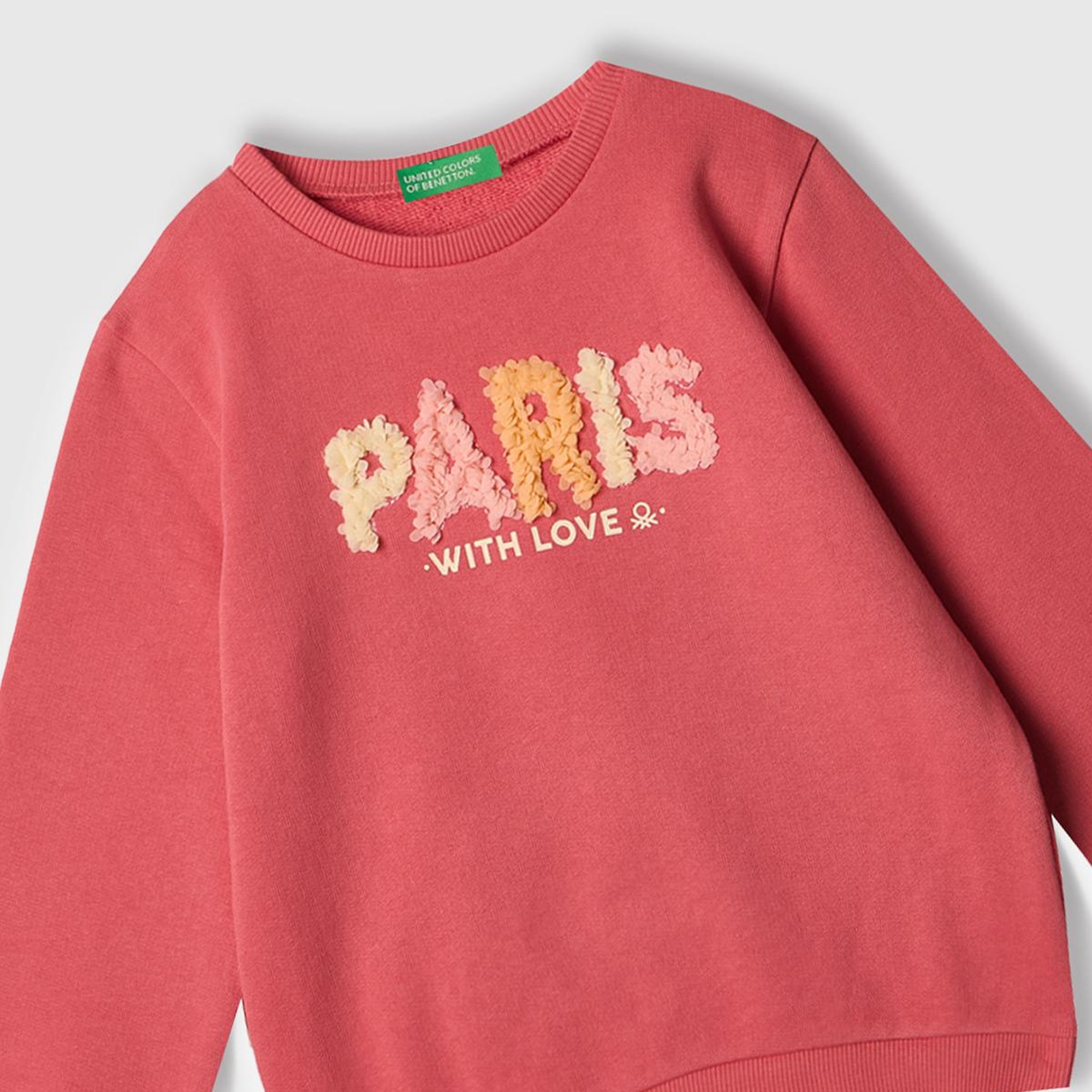 Kız Çocuk Fuşya Grafik Baskılı Ribanalı Bisiklet Yaka Sweatshirt