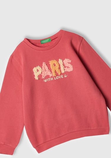  Kız Çocuk Fuşya Grafik Baskılı Ribanalı Bisiklet Yaka Sweatshirt