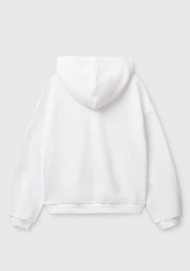  Kız Çocuk Beyaz Benetton Logo Baskılı Kapüşonlu Sweatshirt