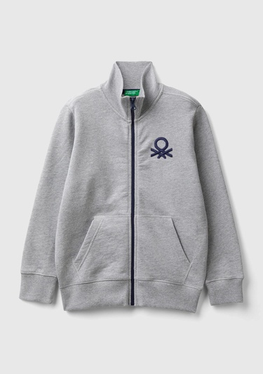  Erkek Çocuk Gri Melanj Logolu Sweatshirt