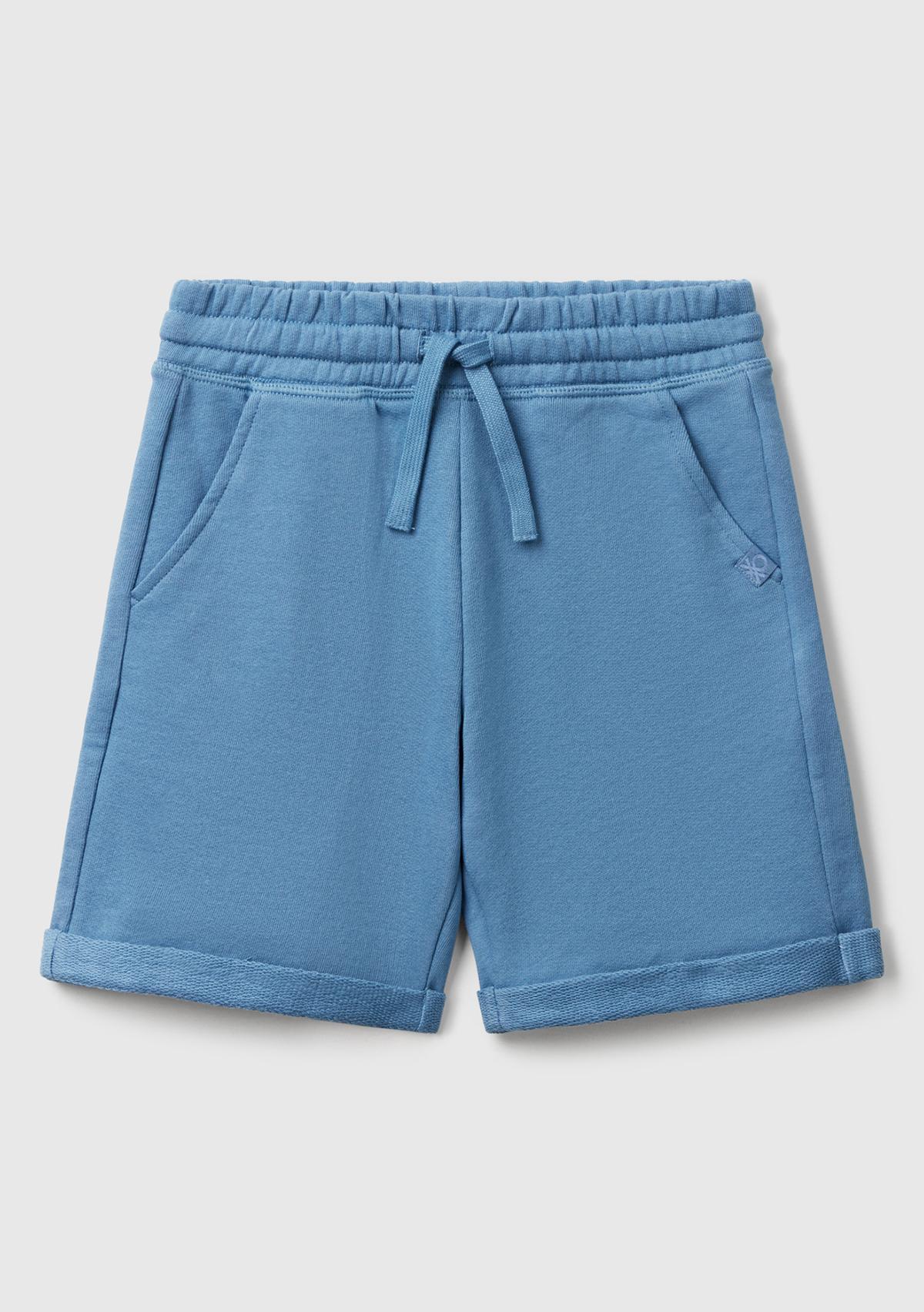  Erkek Çocuk Havacı Mavi Logolu Sweat Şort