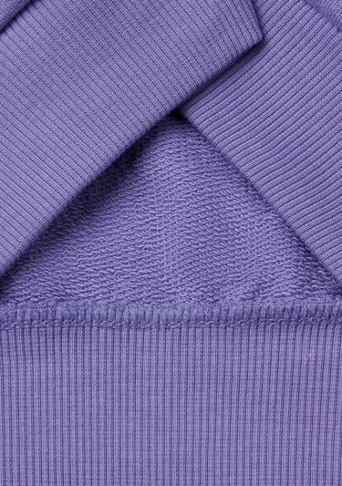  Kız Çocuk Mor Simli Benetton Logo Baskılı Bisiklet Yaka Sweatshirt