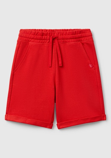  Erkek Çocuk Kırmızı Logolu Sweat Şort