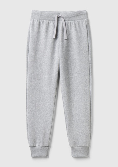  Erkek Çocuk Gri Melanj Arka Cebi Etiket Logolu Eşofman Altı