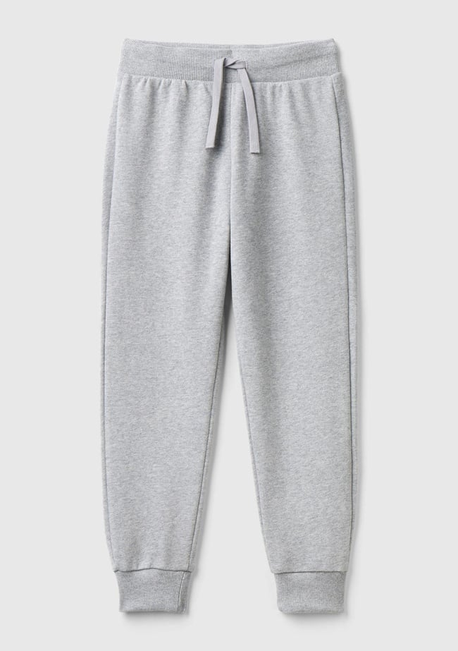  Erkek Çocuk Gri Melanj Arka Cebi Etiket Logolu Eşofman Altı